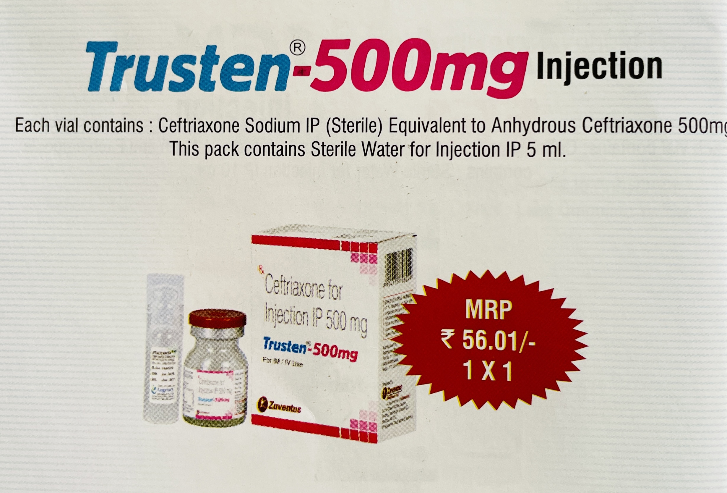 TRUSTEN 500 MG INJECTION